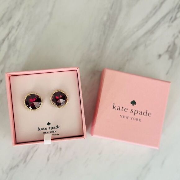 KATE SPADE NEW YORK she has spark halo studs earrings, Fuchsia/Purple, NWT - Picture 4 of 12